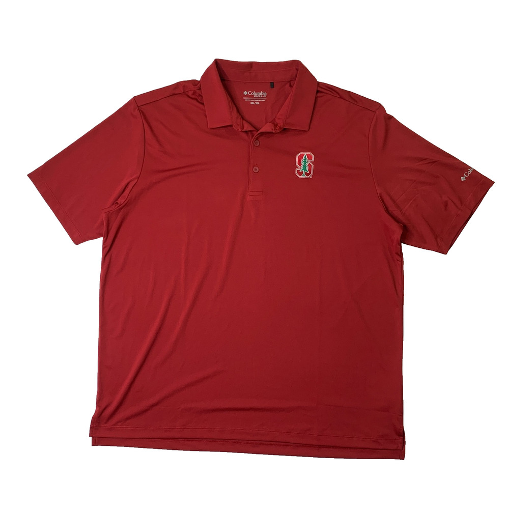 Stanford Cardinal Shirt Mens 2XL XXL Red Stretch Performance Golf Columbia